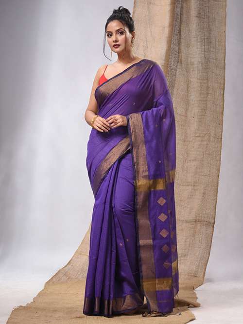 zari work self design handloom saree with blouse - 20225429 -  Standard Image - 0