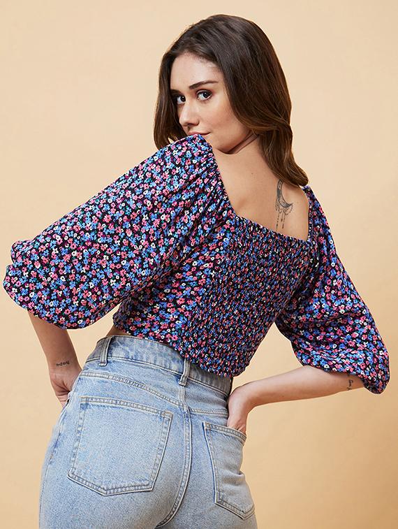 women black viscose crop top - 20225451 - Standard Image - 2