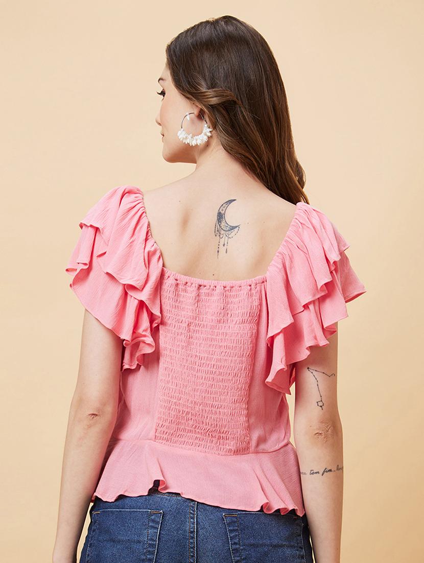 women pink viscose regular top - 20225458 - Standard Image - 2