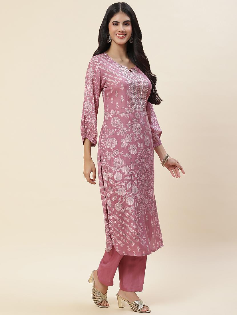 women pink kurta pant set - 20225582 - Standard Image - 2