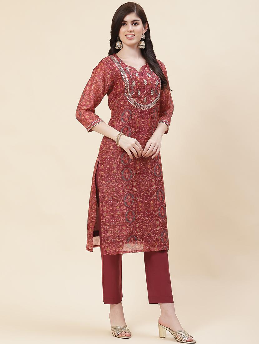 women floral printed kurta pant set - 20225602 - Standard Image - 2