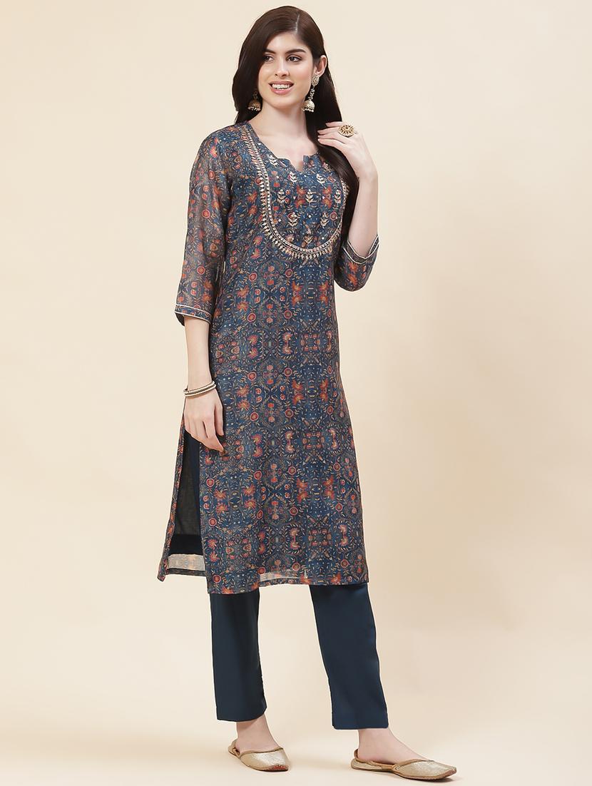 women floral printed kurta pant set - 20225603 - Standard Image - 2
