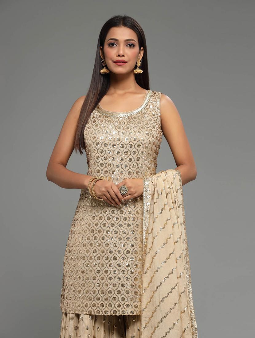 women embroidered kurta sharara set with dupatta - 20225672 - Standard Image - 2