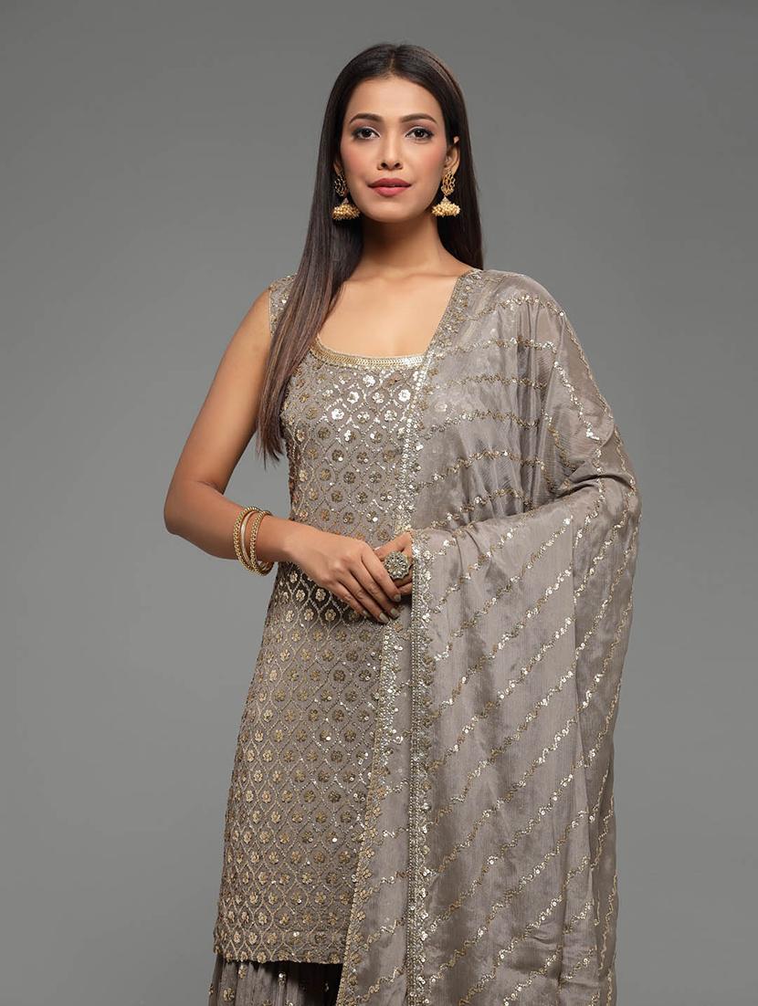 women embroidered kurta sharara set with dupatta - 20225674 - Standard Image - 2