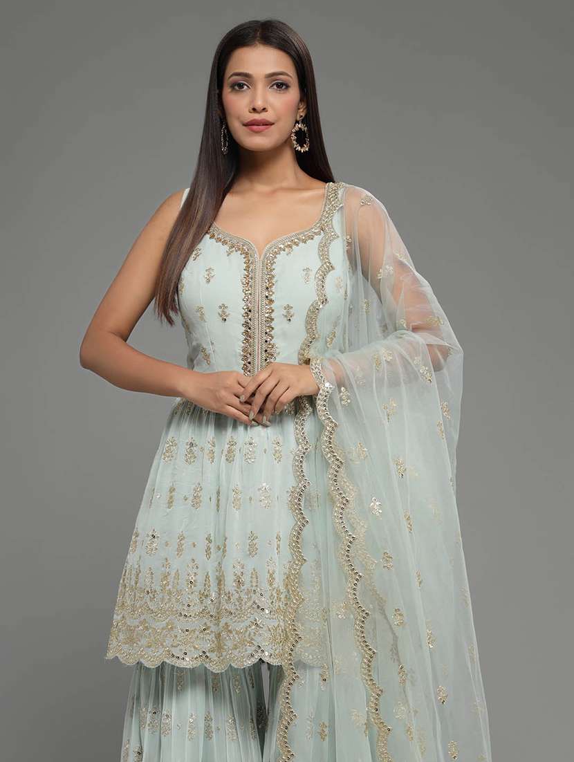 women embroidered kurta sharara set with dupatta - 20225676 - Standard Image - 2
