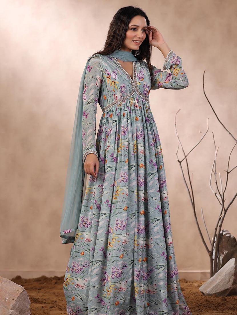 grey colored kurta dupatta set - 20225818 - Standard Image - 2