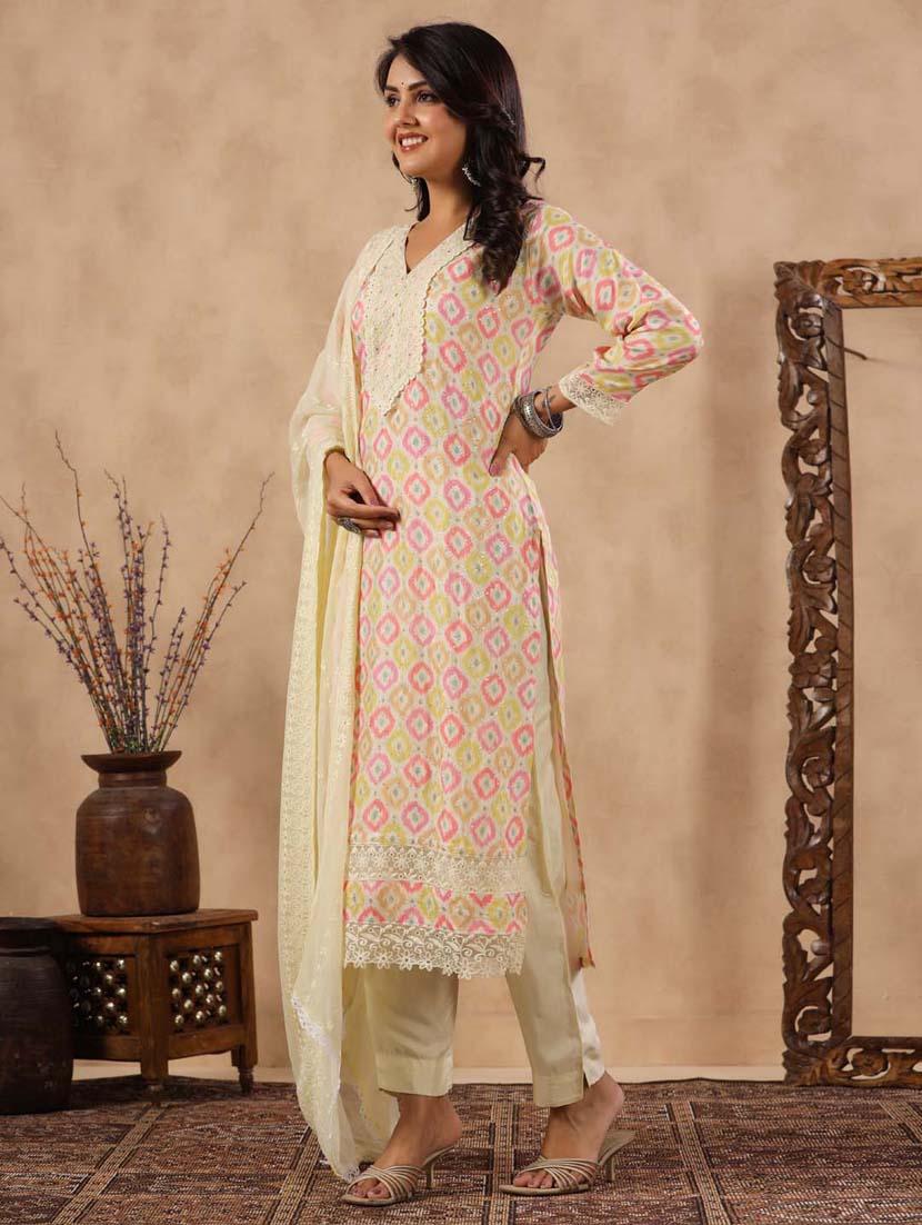 cream colored kurta pant set - 20225850 - Standard Image - 2