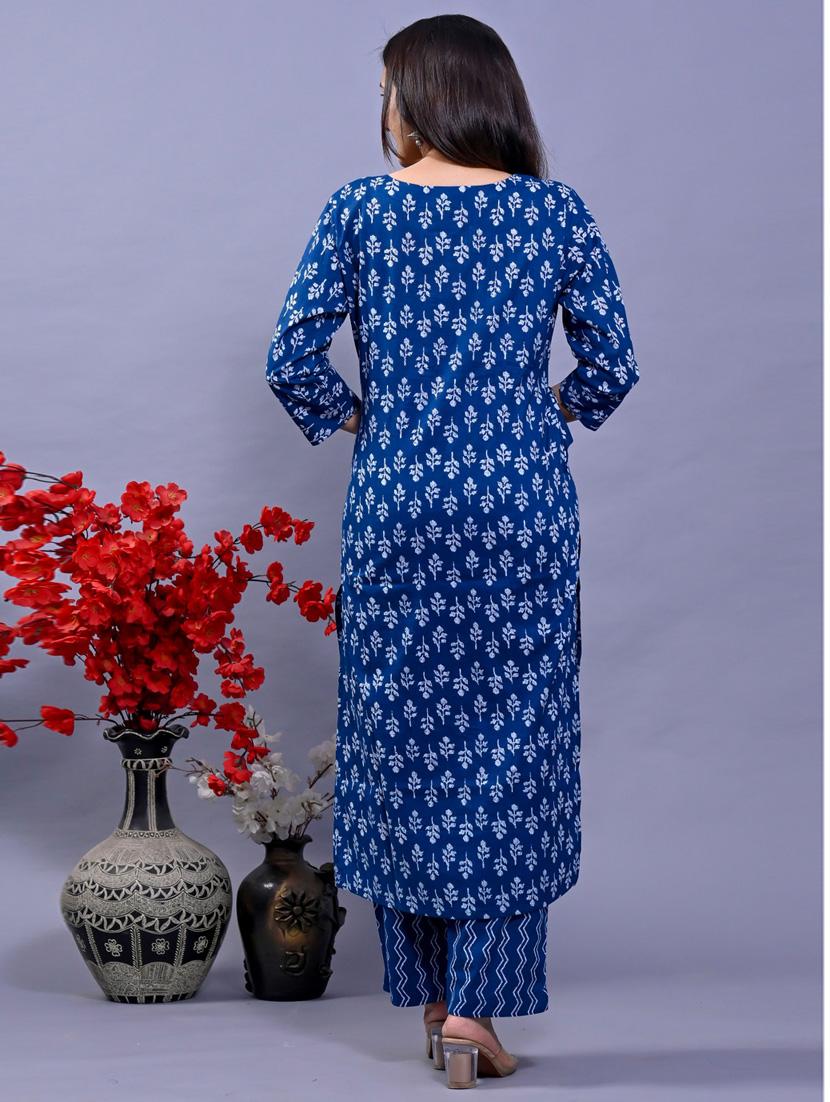 blue colored kurta pant set - 20225856 - Standard Image - 2