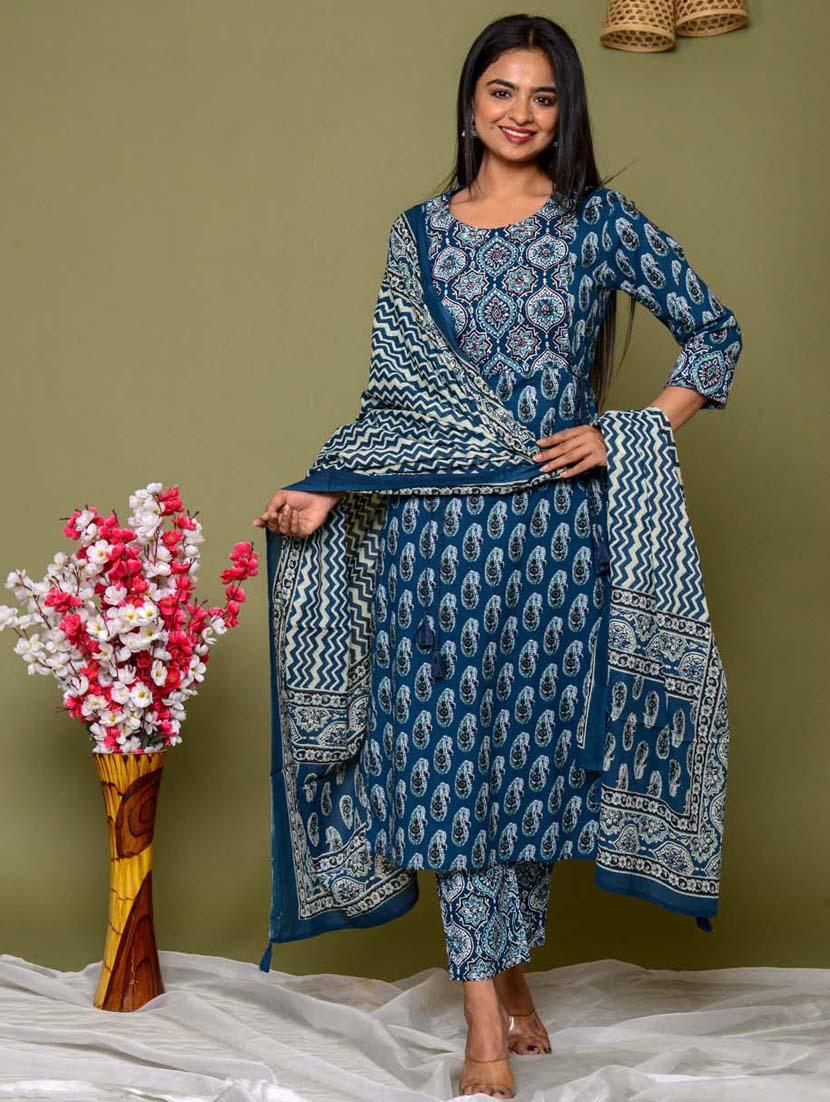 blue colored kurta pant set - 20225874 - Standard Image - 2