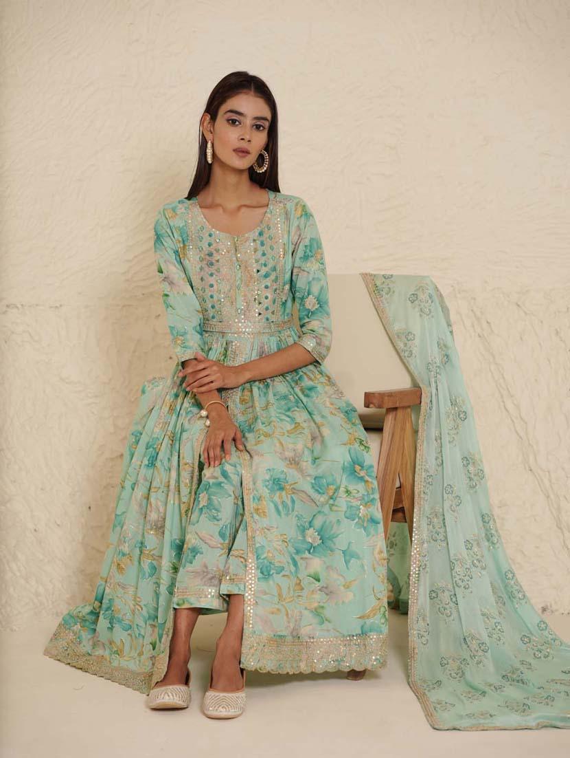 green colored kurta dupatta set - 20225885 - Standard Image - 2