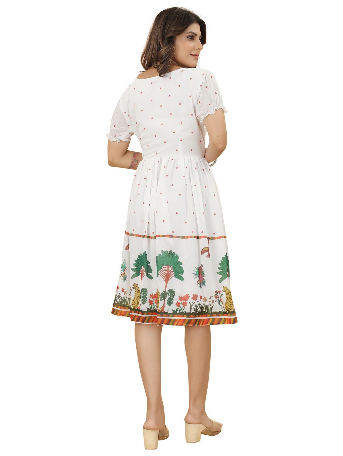 white printed fit & flare dress - 20228493 - Standard Image - 2
