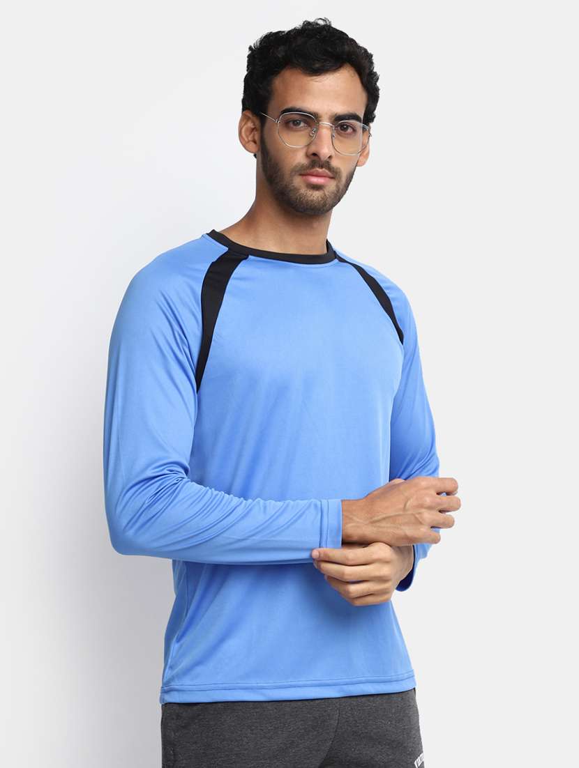 blue solid round neck t-shirt - 20228563 -  Standard Image - 2