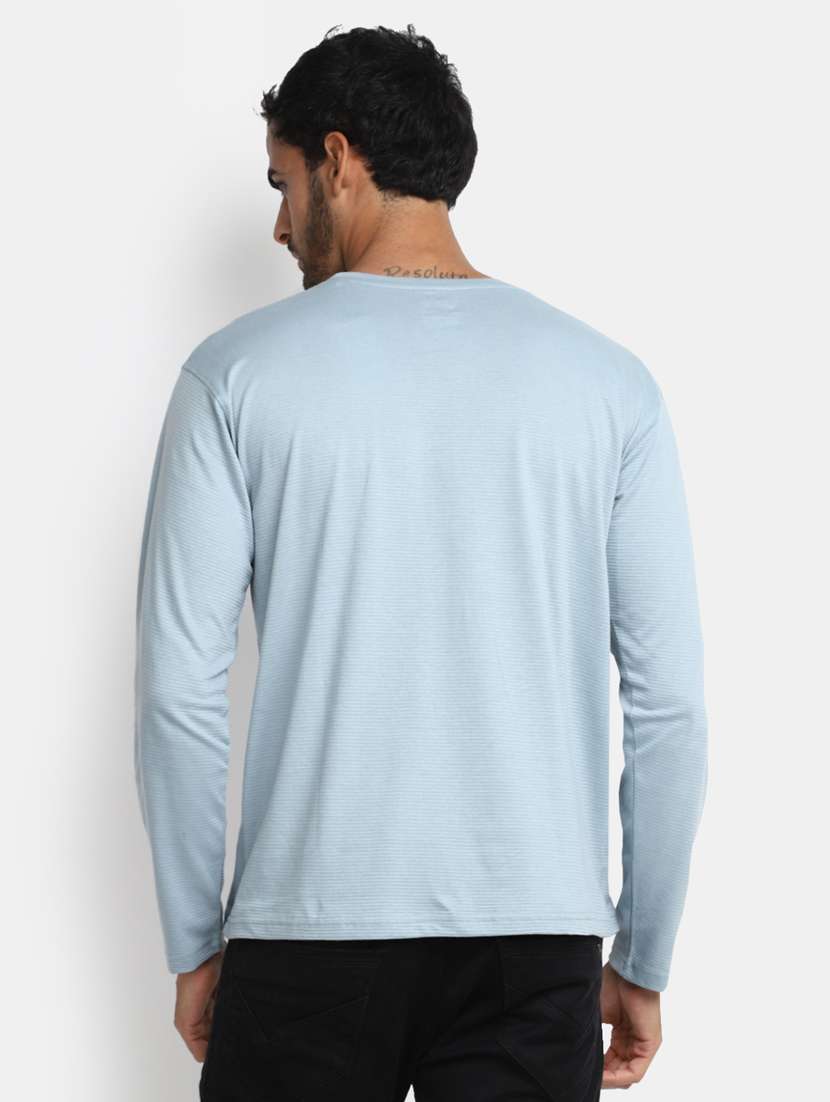 blue solid round neck t-shirt - 20228633 - Standard Image - 2