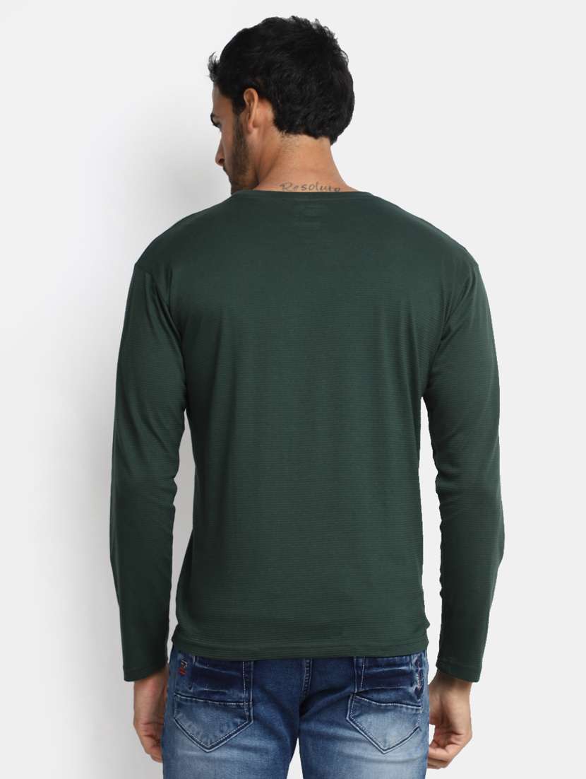 green solid round neck t-shirt - 20228636 - Standard Image - 2