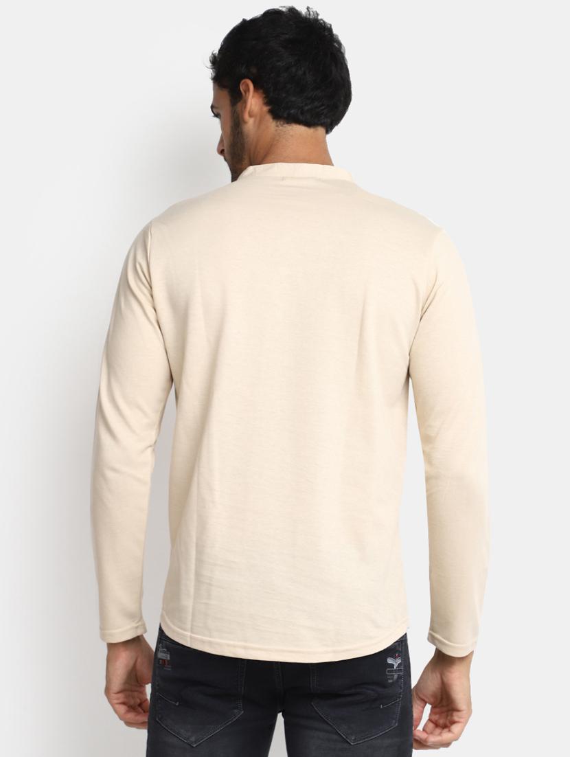 beige solid regular t-shirt - 20228664 - Standard Image - 2
