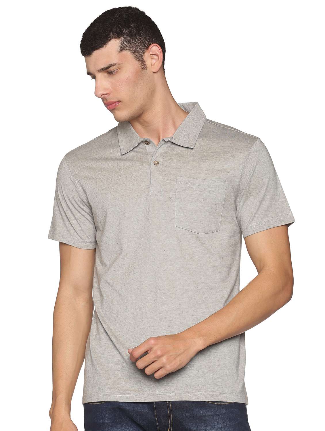 men's solid cotton polo t-shirt - 20229827 - Zoom Image - 0