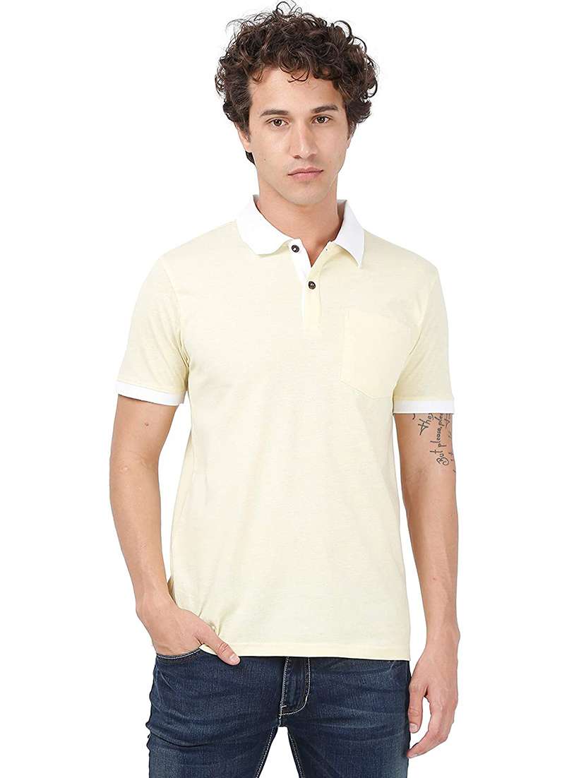yellow solid polo t-shirt