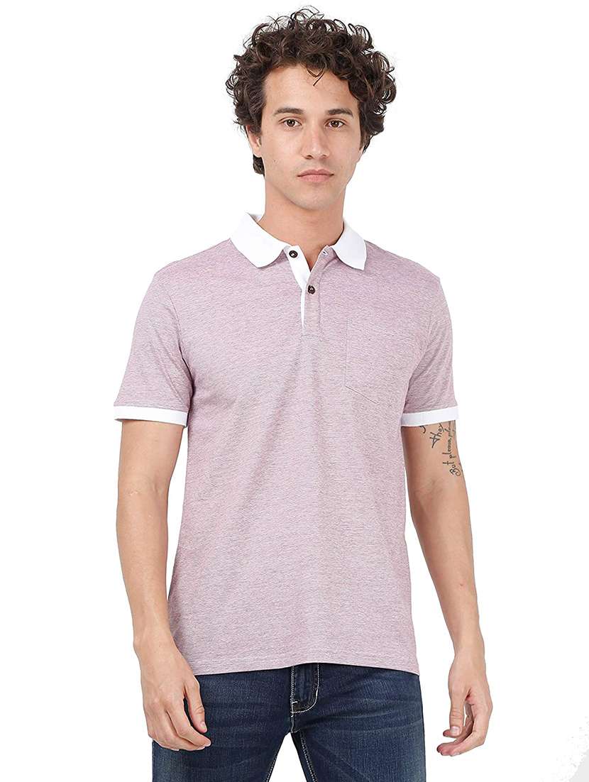 lavender solid polo t-shirt
