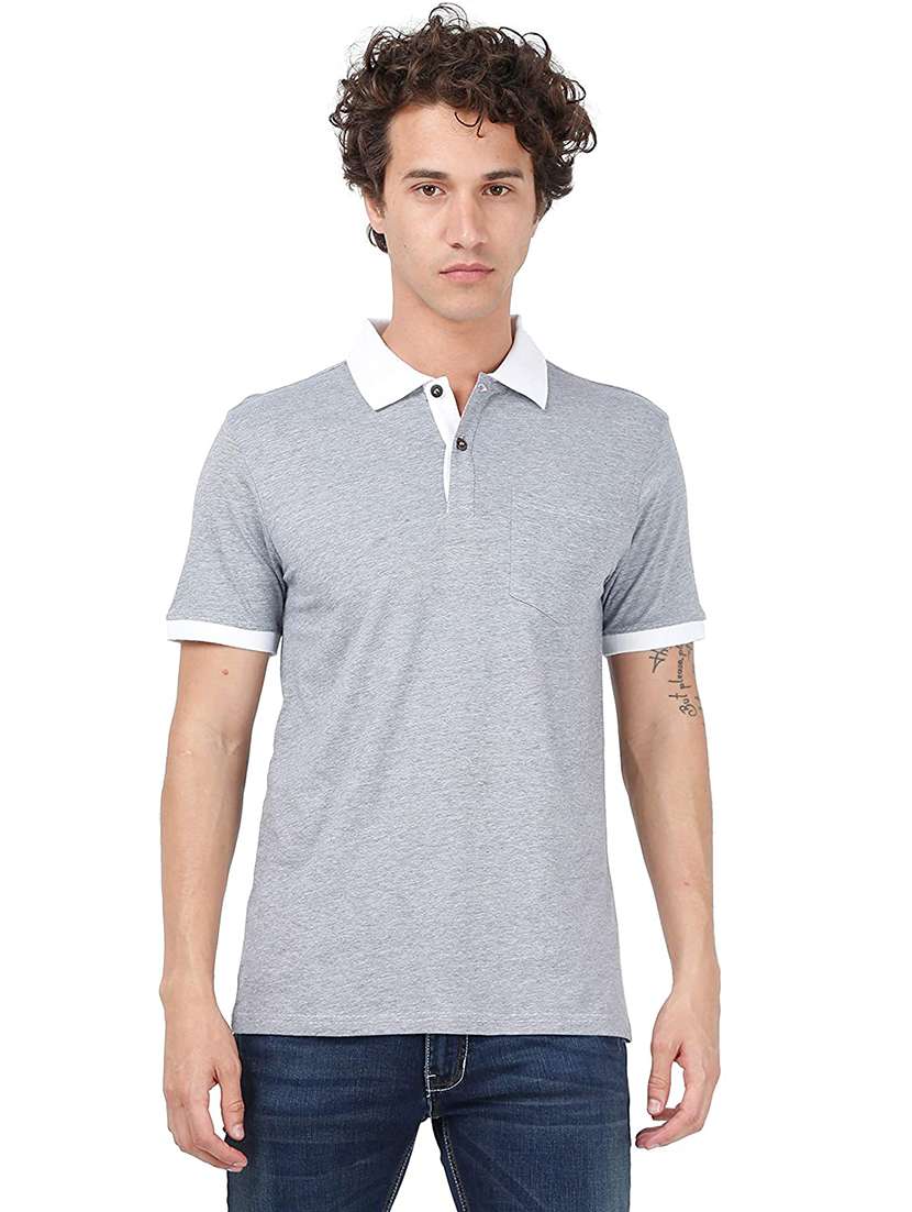 men's solid cotton polo t-shirt - 20229843 - Zoom Image - 0