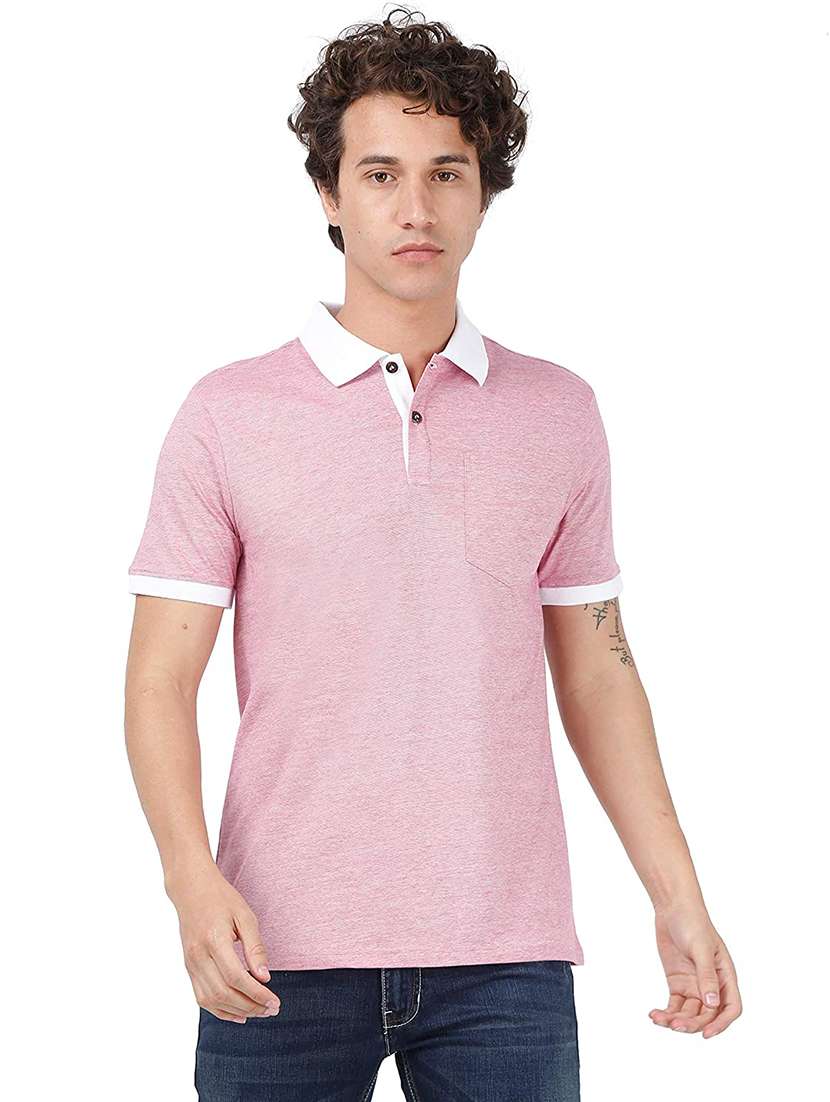 pink solid polo t-shirt