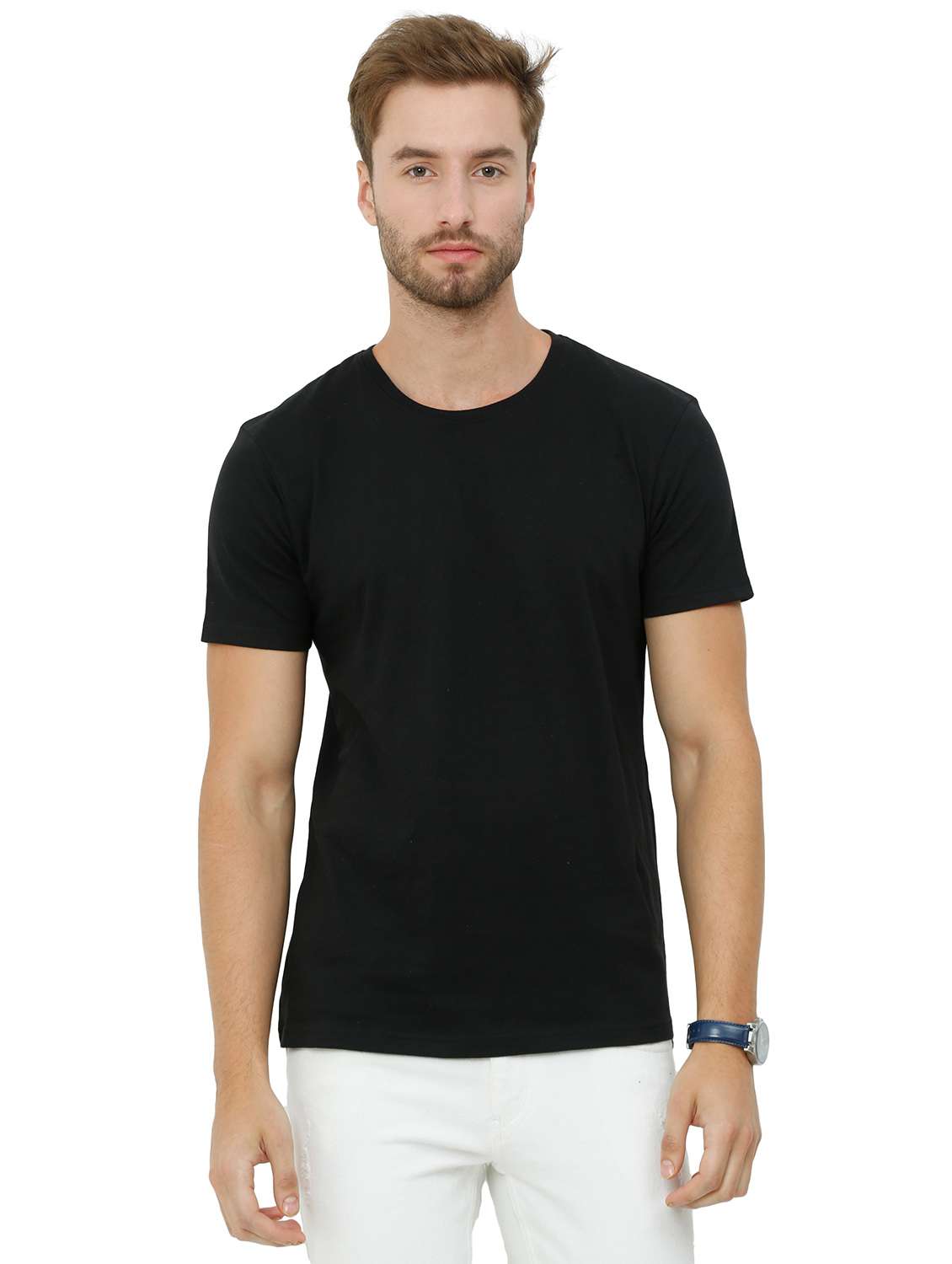 round neck solid regular t-shirt