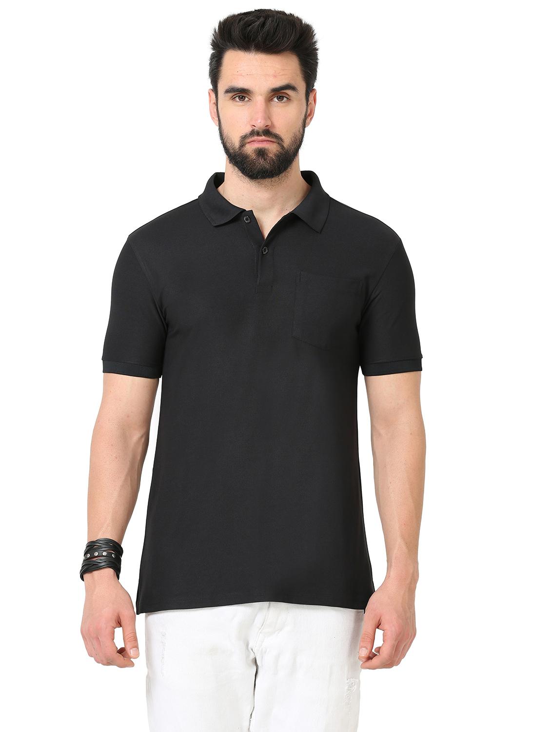men's solid cotton polo t-shirt - 20229877 -  Zoom Image - 0