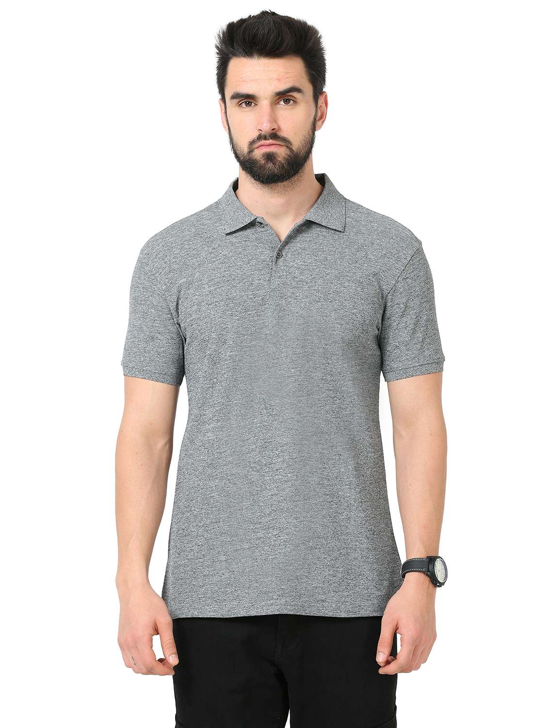 grey solid polo t-shirt