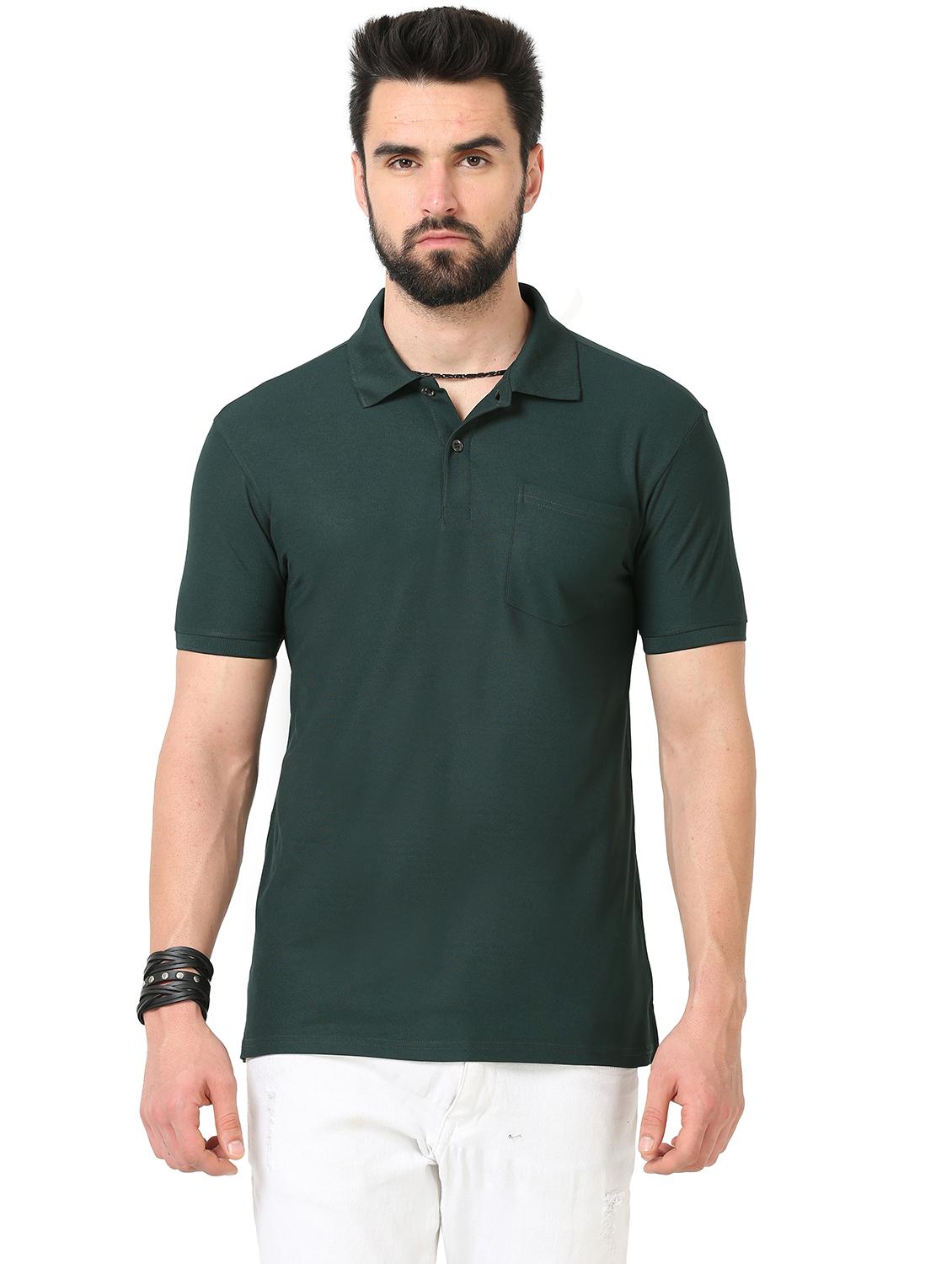 green solid polo t-shirt - 20229879 - Zoom Image - 0