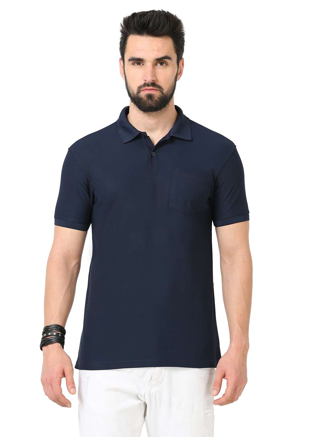 men's solid cotton polo t-shirt