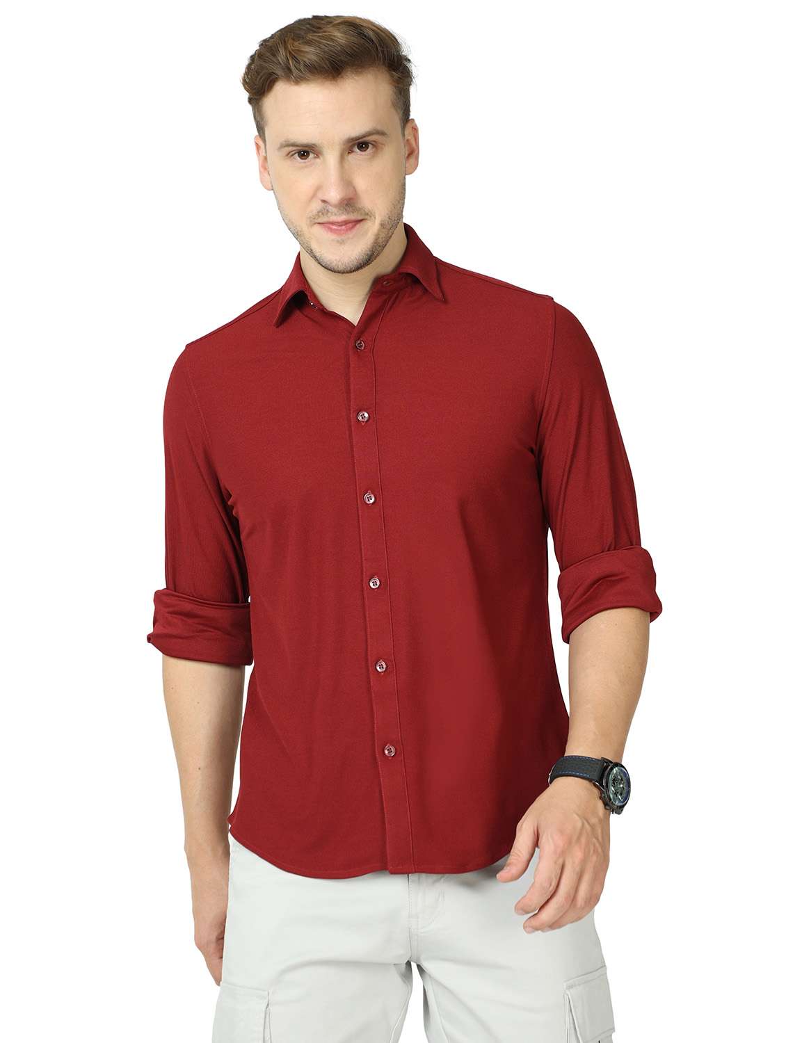 mens solid casual shirt