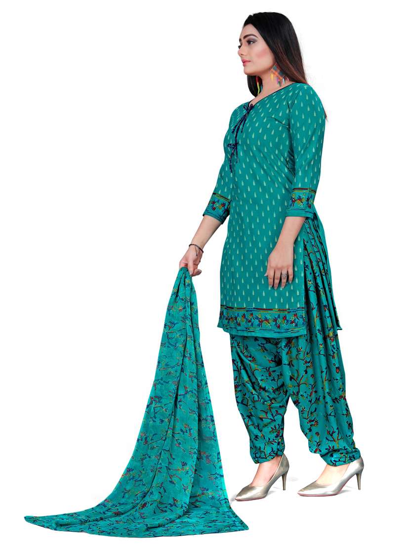 turquoise round neck unstitched patiyala suits - 20230047 -  Standard Image - 2