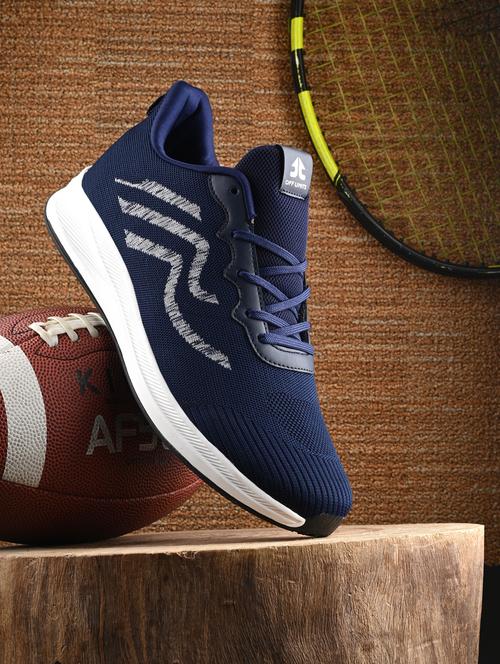 men navy blue lace-up running sports shoe - 20230212 -  Standard Image - 0