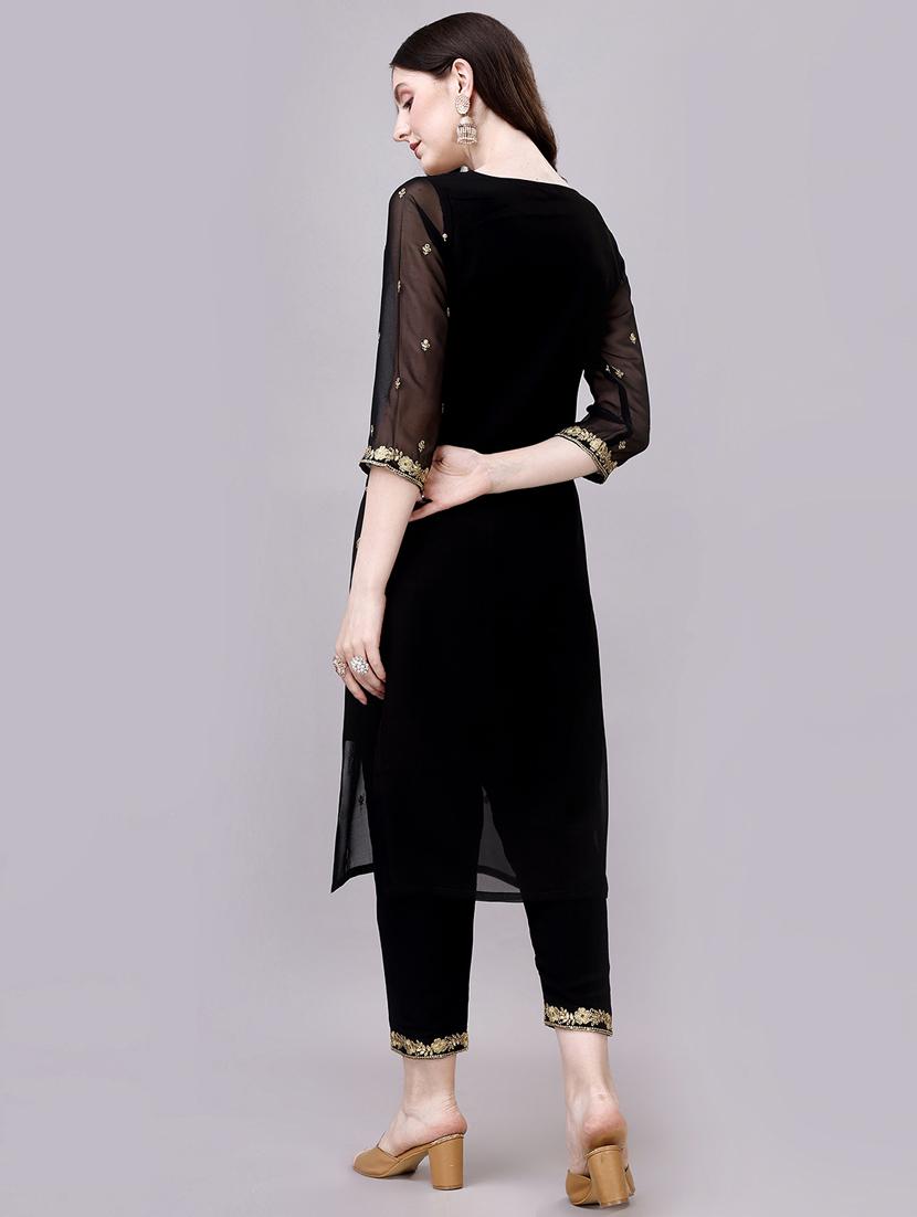 women black embroidered kurta pant set - 20239154 - Standard Image - 2
