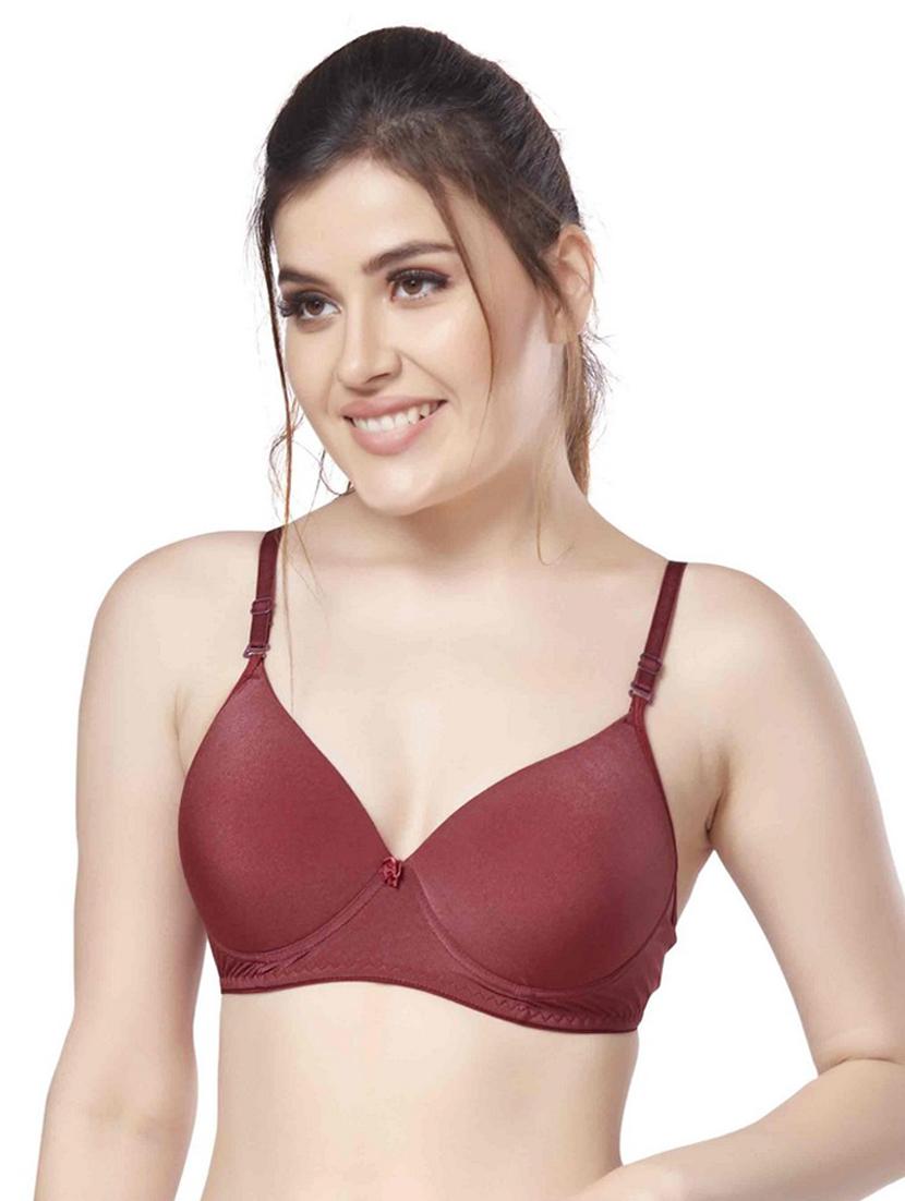 maroon solid regular bra - 20240225 - Standard Image - 2
