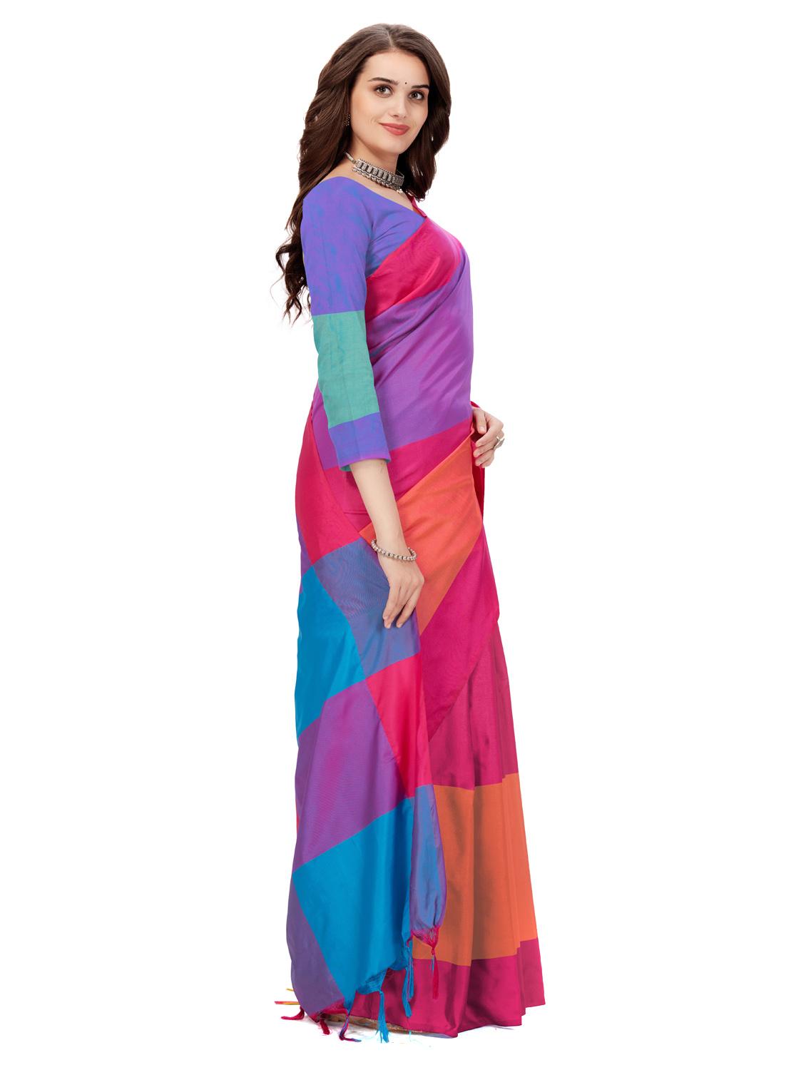 multicolor color block saree - 20240561 - Standard Image - 2