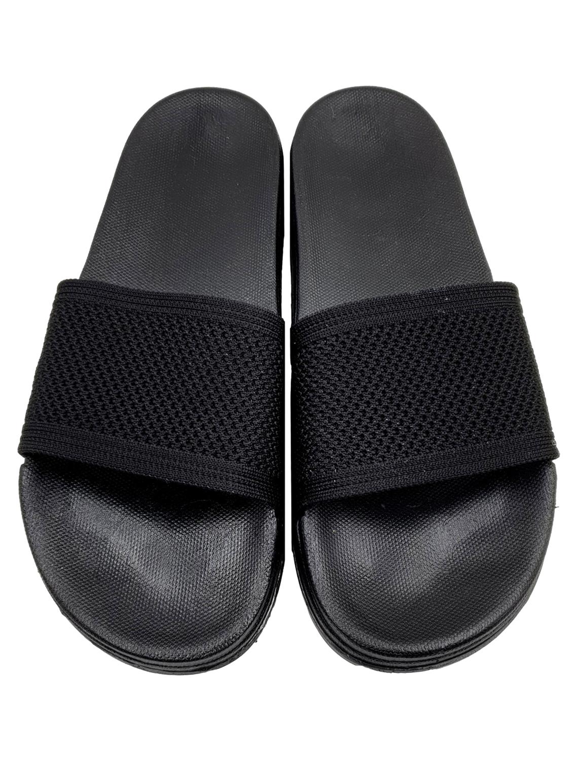 black synthetic slip on flip flops - 20240815 - Standard Image - 2