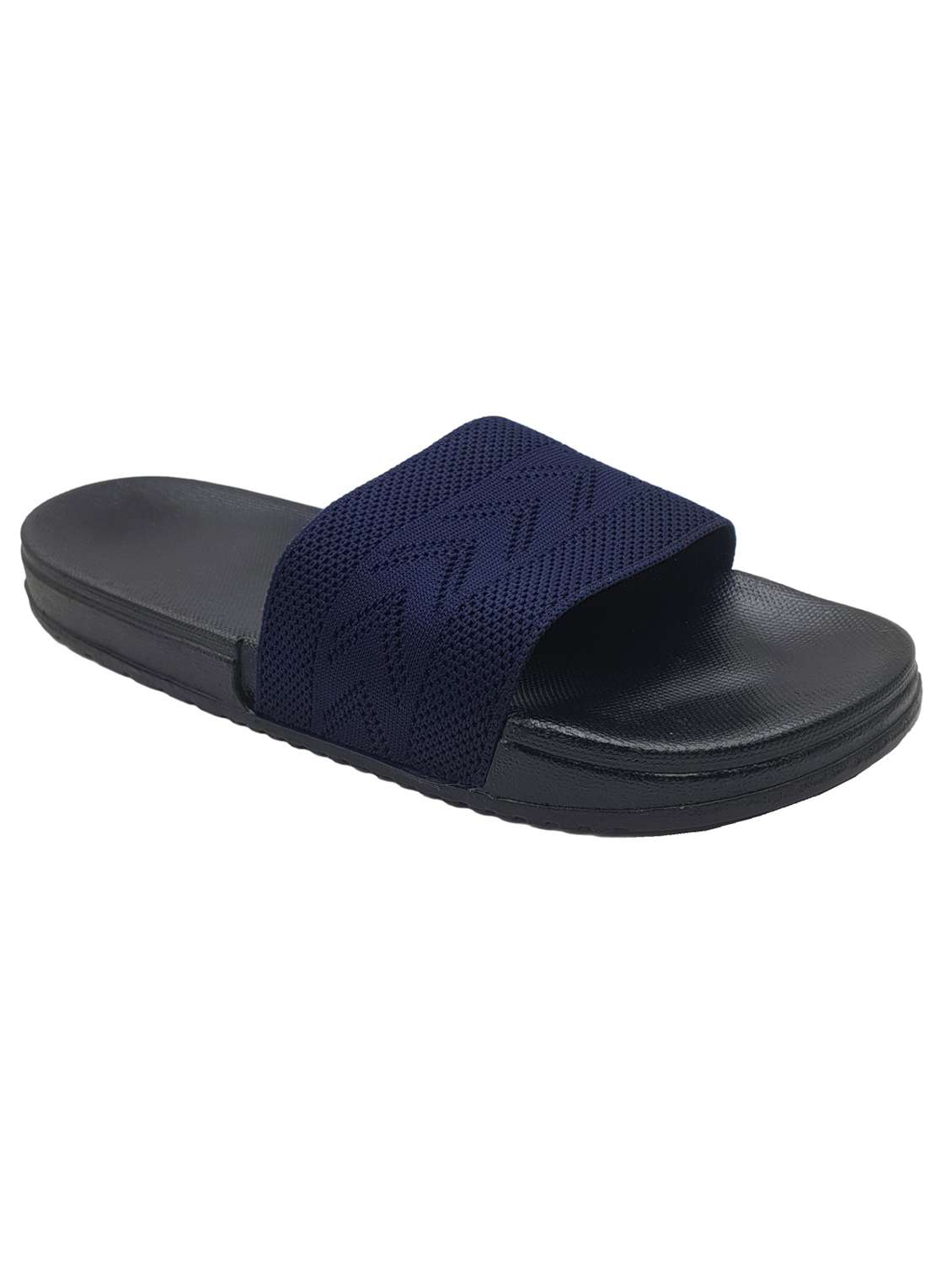 blue synthetic slip on flip flops