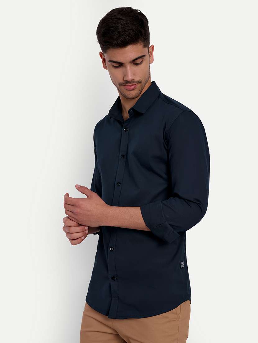 dark blue cotton casual shirt - 20244349 - Standard Image - 2