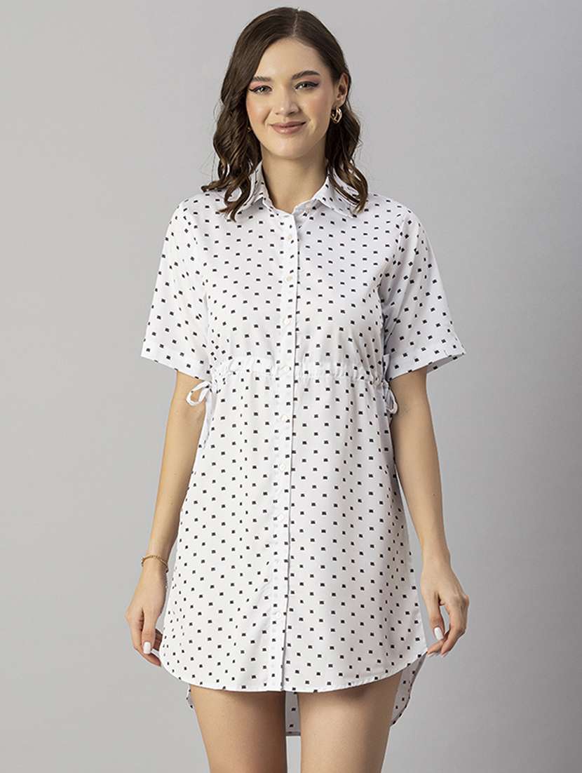 women's shirt micro print dress