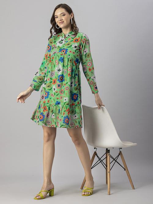 women floral print puff sleeves dress - 20244410 - Standard Image - 0