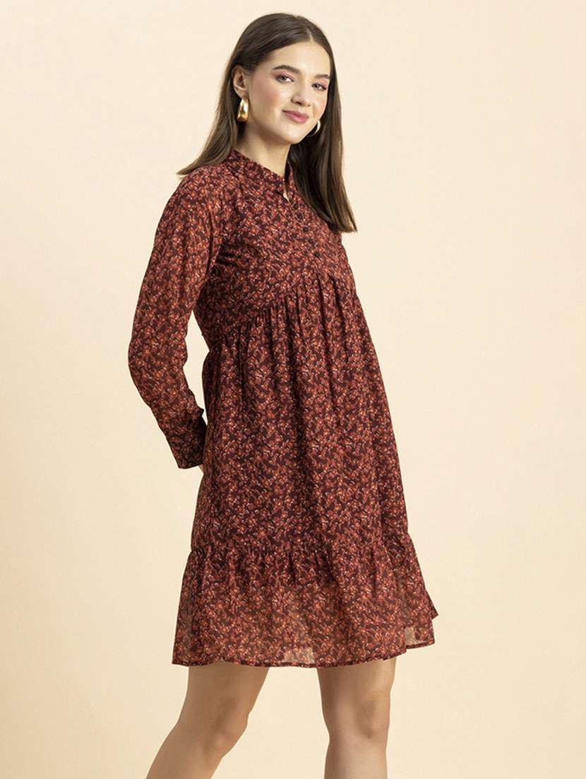 women floral print long sleeves dress - 20244411 - Standard Image - 2