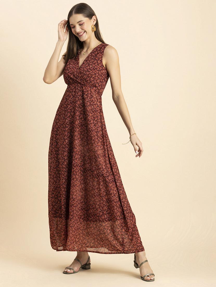 women floral print seeveless dress - 20244421 - Standard Image - 2