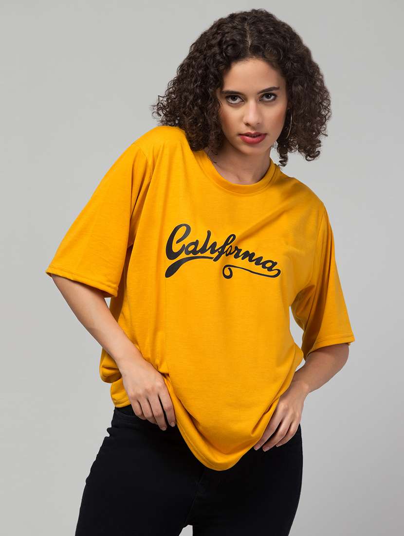 women's chest print round neck t-shirt