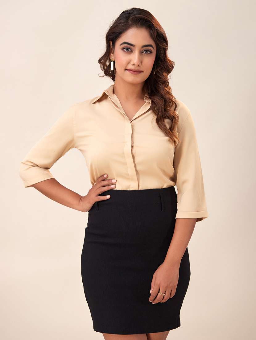 women solid formal shirt