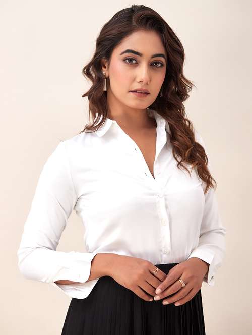 women solid formal shirt - 20244570 - Standard Image - 0