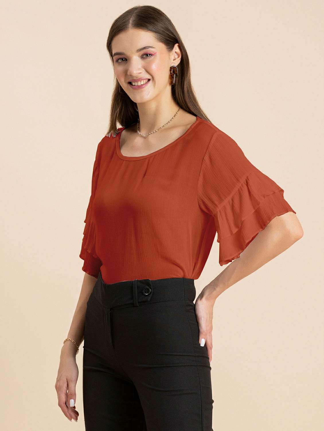 women's crop round neck top - 20244860 -  Standard Image - 2