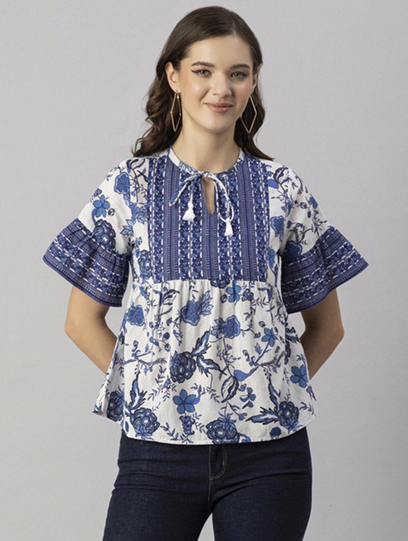 women's a line tie-up neck top - 20244866 -  Zoom Image - 0