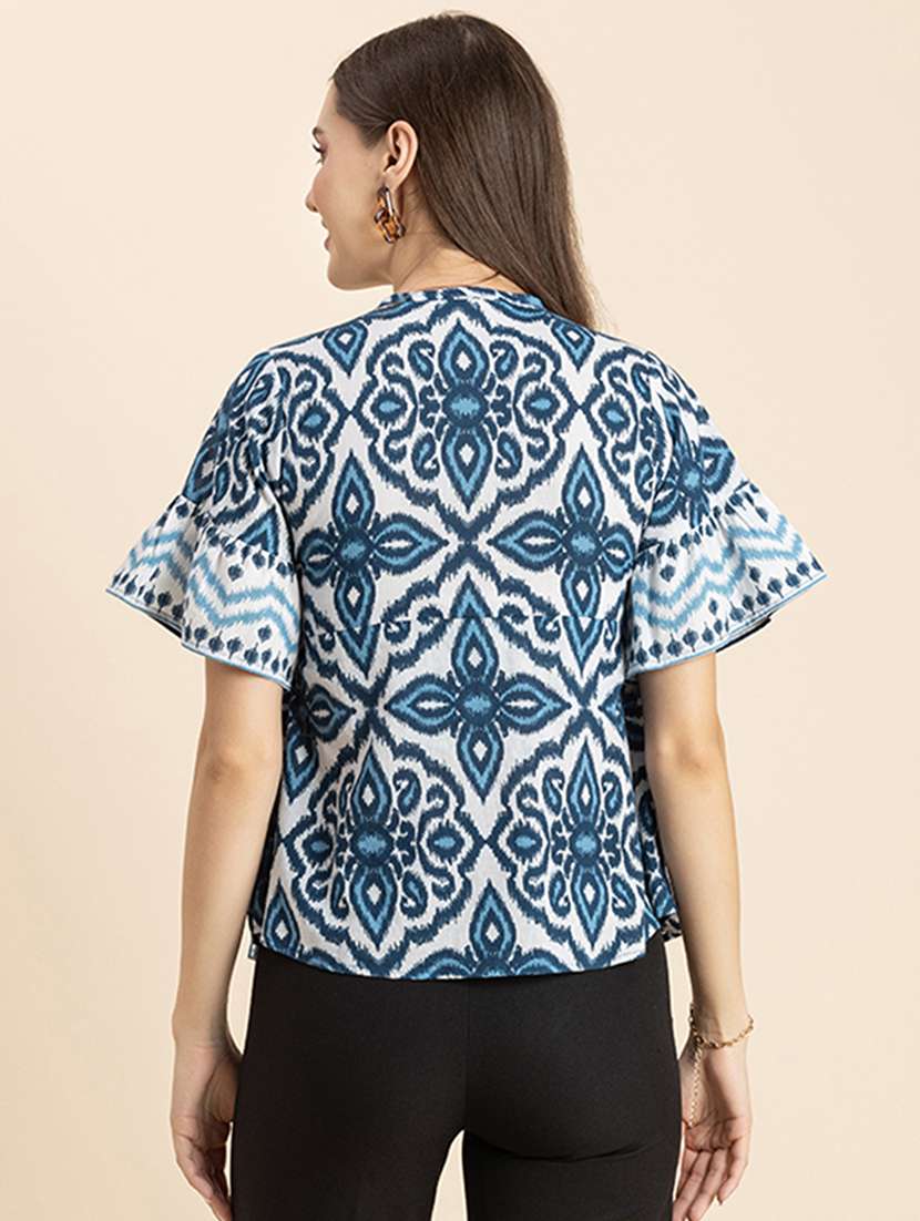 women's a line tie-up neck top - 20244869 -  Standard Image - 2