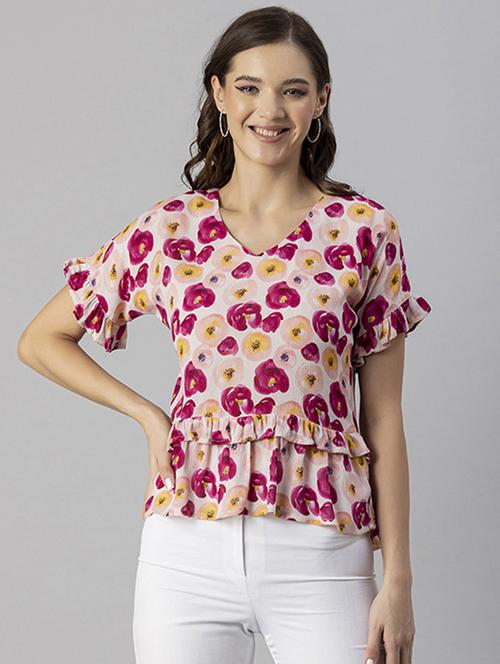 women's ruffle v neck top - 20245318 - Standard Image - 0