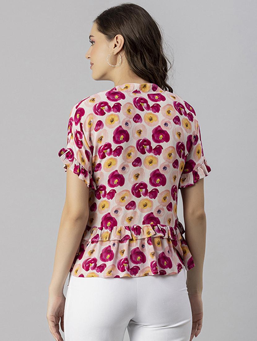 women's ruffle v neck top - 20245318 - Standard Image - 2
